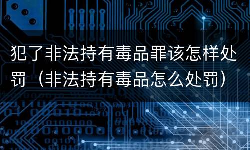 犯了非法持有毒品罪该怎样处罚（非法持有毒品怎么处罚）