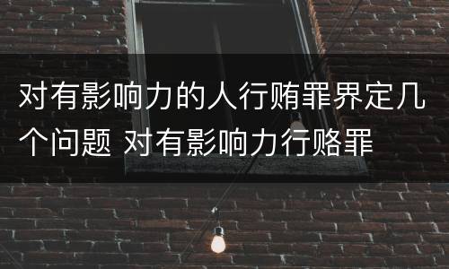 对有影响力的人行贿罪界定几个问题 对有影响力行赂罪