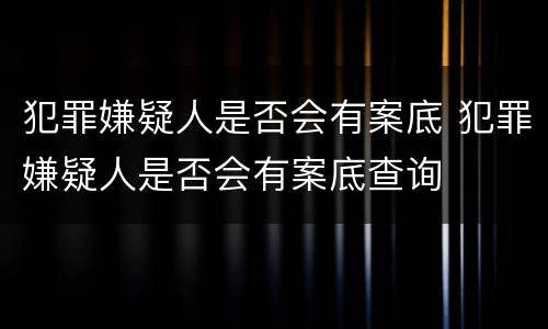犯罪嫌疑人是否会有案底 犯罪嫌疑人是否会有案底查询