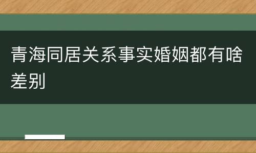 青海同居关系事实婚姻都有啥差别
