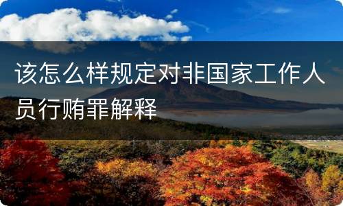 该怎么样规定对非国家工作人员行贿罪解释