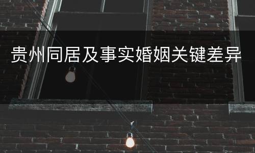 贵州同居及事实婚姻关键差异