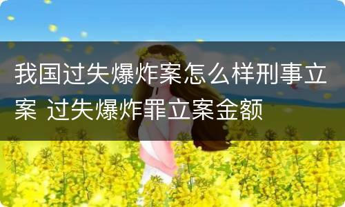 我国过失爆炸案怎么样刑事立案 过失爆炸罪立案金额