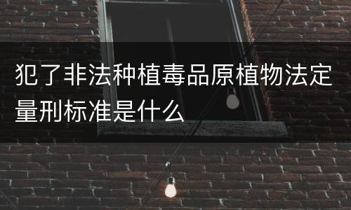 犯了非法种植毒品原植物法定量刑标准是什么