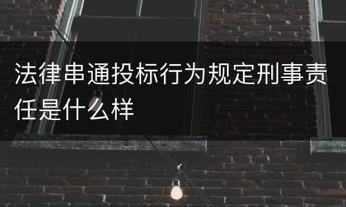 法律串通投标行为规定刑事责任是什么样