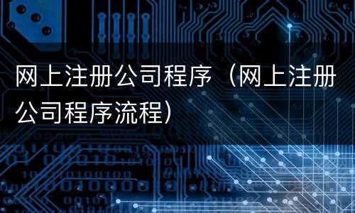 网上注册公司程序（网上注册公司程序流程）