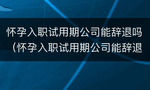 怀孕入职试用期公司能辞退吗（怀孕入职试用期公司能辞退吗）