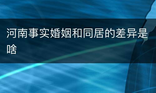 河南事实婚姻和同居的差异是啥