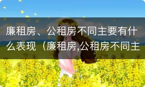 廉租房、公租房不同主要有什么表现（廉租房,公租房不同主要有什么表现和特点）