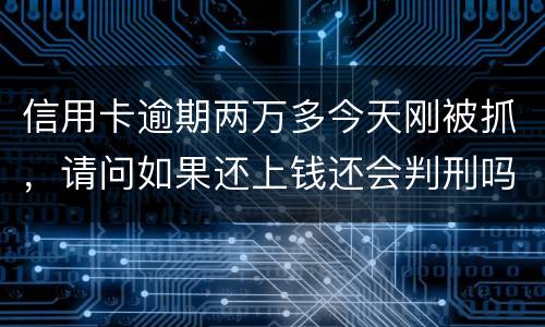信用卡逾期两万多今天刚被抓，请问如果还上钱还会判刑吗