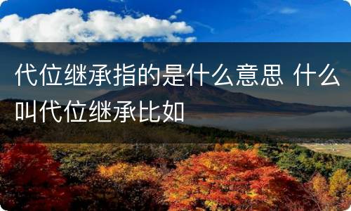 代位继承指的是什么意思 什么叫代位继承比如