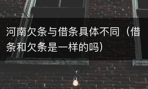 河南欠条与借条具体不同（借条和欠条是一样的吗）