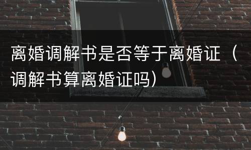 离婚调解书是否等于离婚证（调解书算离婚证吗）