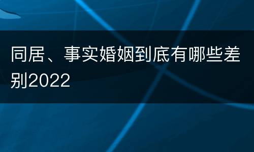 同居、事实婚姻到底有哪些差别2022