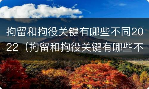 拘留和拘役关键有哪些不同2022（拘留和拘役关键有哪些不同2022规定）