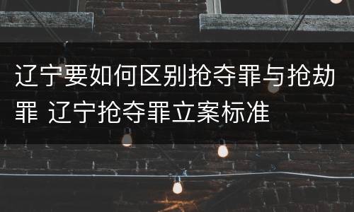 辽宁要如何区别抢夺罪与抢劫罪 辽宁抢夺罪立案标准