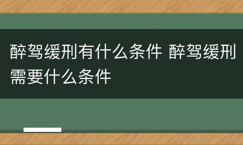 醉驾缓刑有什么条件 醉驾缓刑需要什么条件