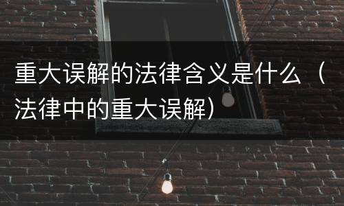 重大误解的法律含义是什么（法律中的重大误解）