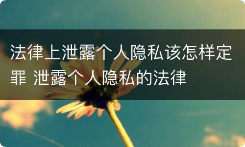法律上泄露个人隐私该怎样定罪 泄露个人隐私的法律
