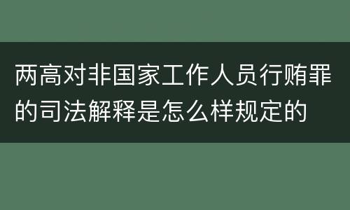 两高对非国家工作人员行贿罪的司法解释是怎么样规定的