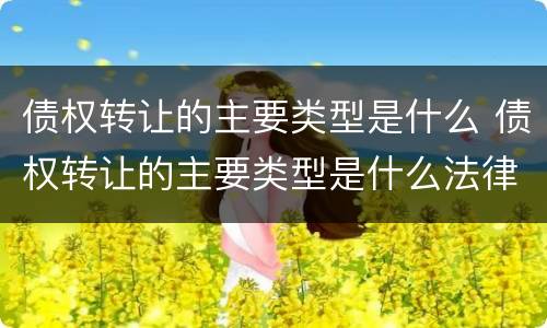 债权转让的主要类型是什么 债权转让的主要类型是什么法律