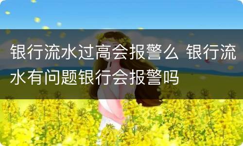 银行流水过高会报警么 银行流水有问题银行会报警吗