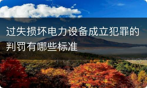 过失损坏电力设备成立犯罪的判罚有哪些标准