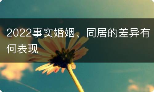 2022事实婚姻、同居的差异有何表现