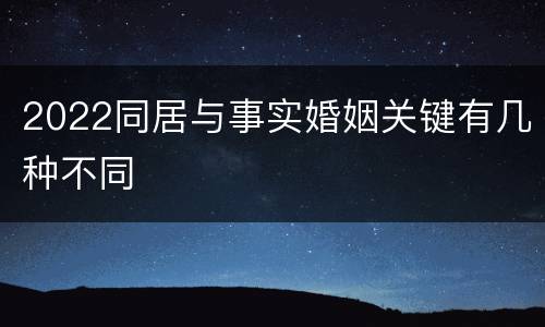 2022同居与事实婚姻关键有几种不同