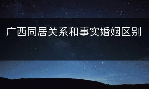 广西同居关系和事实婚姻区别