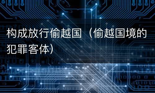 构成放行偷越国（偷越国境的犯罪客体）