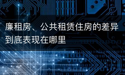 廉租房、公共租赁住房的差异到底表现在哪里