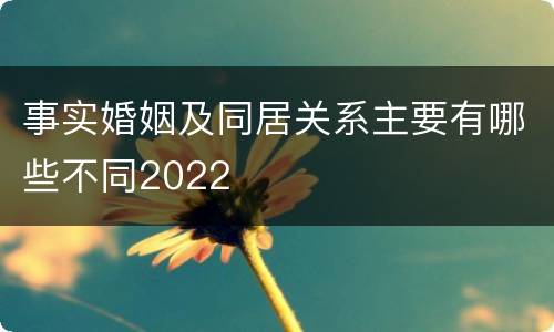 事实婚姻及同居关系主要有哪些不同2022