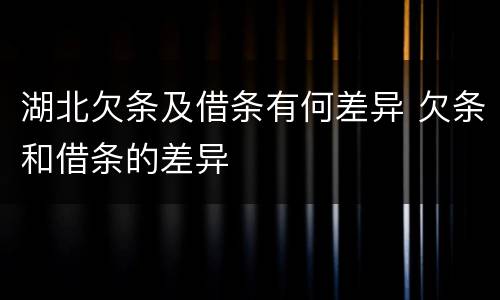湖北欠条及借条有何差异 欠条和借条的差异