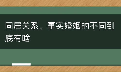 同居关系、事实婚姻的不同到底有啥