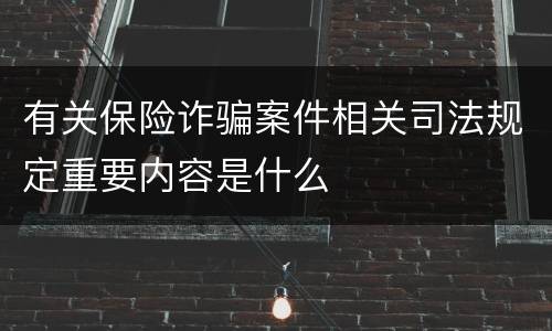 有关保险诈骗案件相关司法规定重要内容是什么