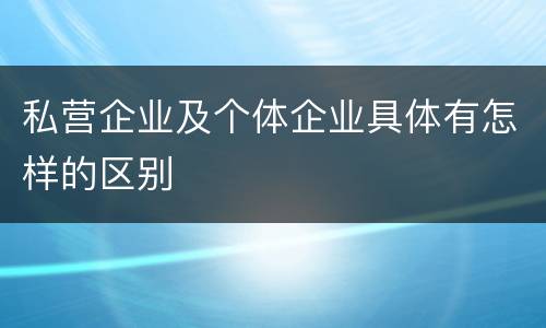 私营企业及个体企业具体有怎样的区别