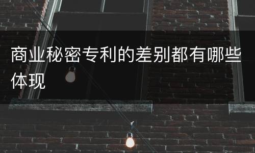 商业秘密专利的差别都有哪些体现