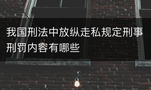 我国刑法中放纵走私规定刑事刑罚内容有哪些
