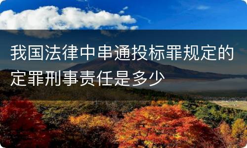 我国法律中串通投标罪规定的定罪刑事责任是多少