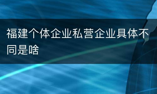 福建个体企业私营企业具体不同是啥
