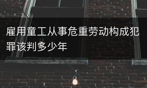 雇用童工从事危重劳动构成犯罪该判多少年