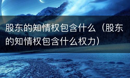 股东的知情权包含什么（股东的知情权包含什么权力）