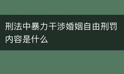 刑法中暴力干涉婚姻自由刑罚内容是什么