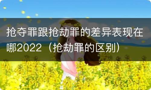 抢夺罪跟抢劫罪的差异表现在哪2022（抢劫罪的区别）