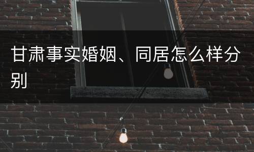 甘肃事实婚姻、同居怎么样分别