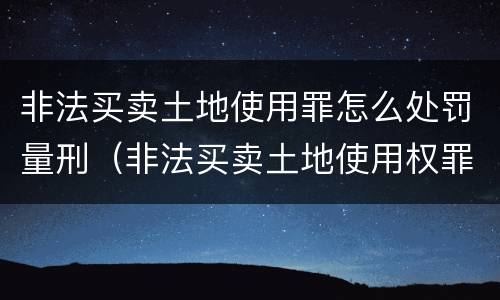 非法买卖土地使用罪怎么处罚量刑（非法买卖土地使用权罪）