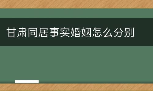 甘肃同居事实婚姻怎么分别
