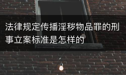 法律规定传播淫秽物品罪的刑事立案标准是怎样的