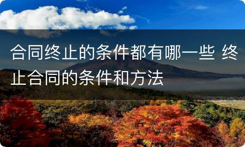 合同终止的条件都有哪一些 终止合同的条件和方法